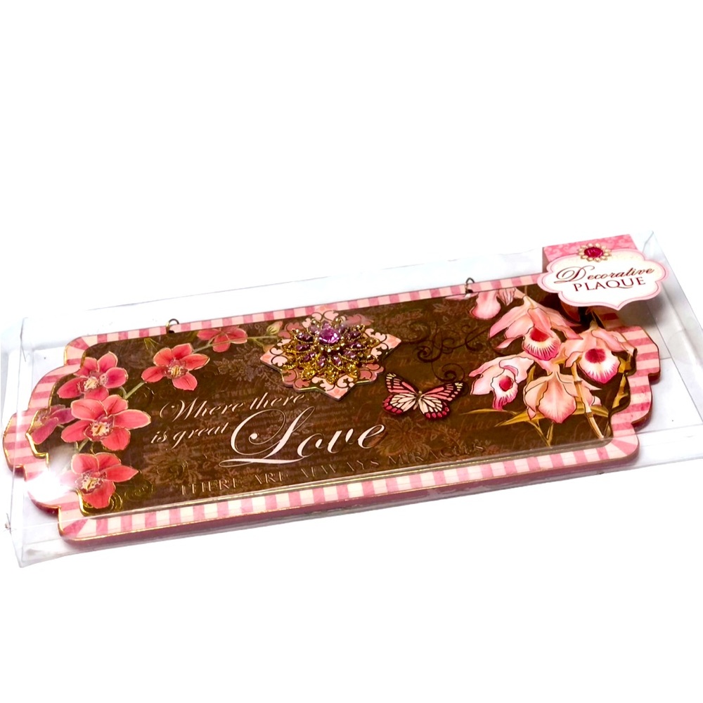 Punch Studio “Love” Inspirational Floral 3D Brooch Wall Plaque w/Easel (56880)